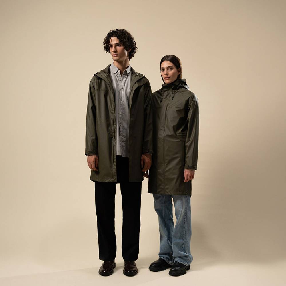 Kpten & Son Everyday Rain Jacket Long Forest Green Sonderangebot der Fabrik