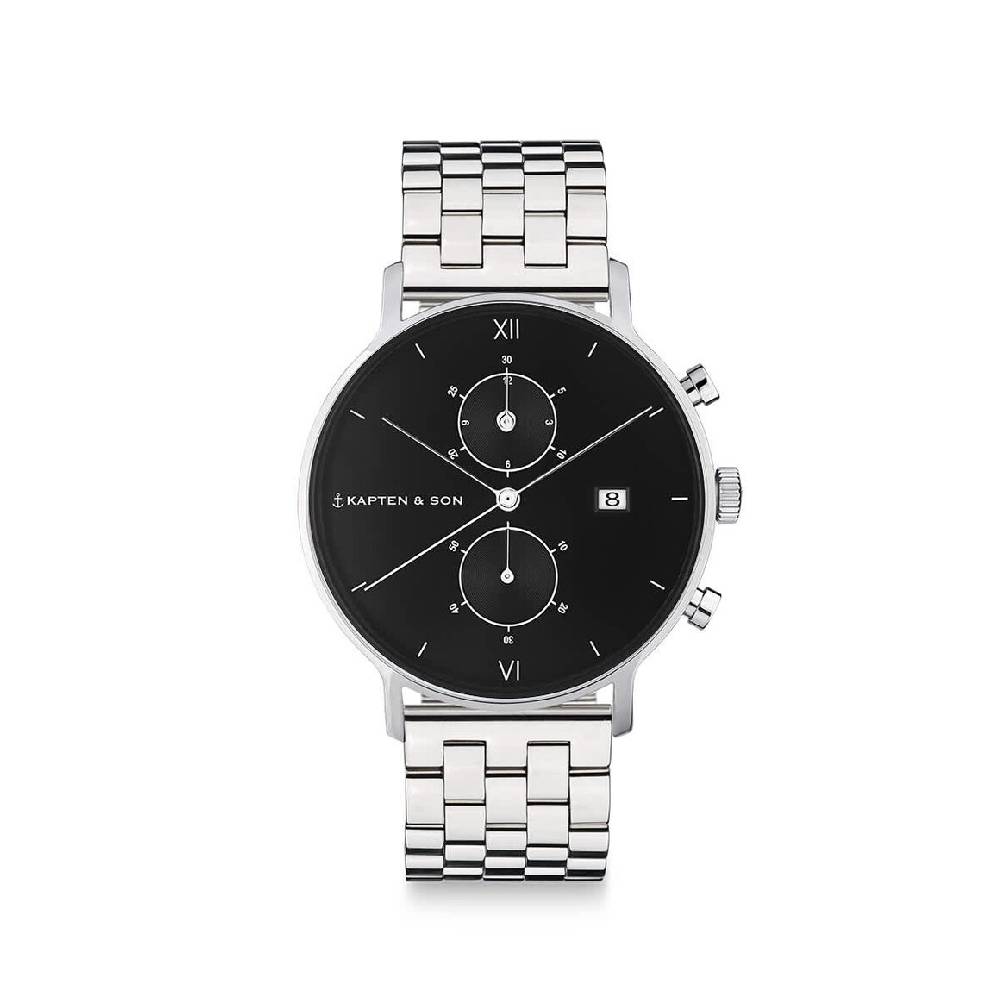Kpten & Son Chrono Small Silver Black Steel