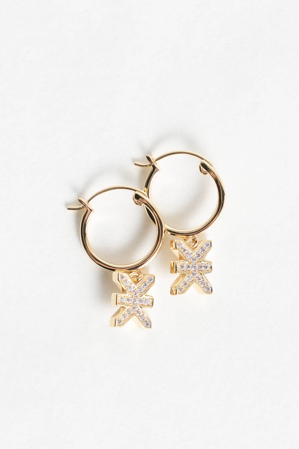 Karo Kauer PRE ORDER Logo Hoops Sparkle Gold Neueste Stile