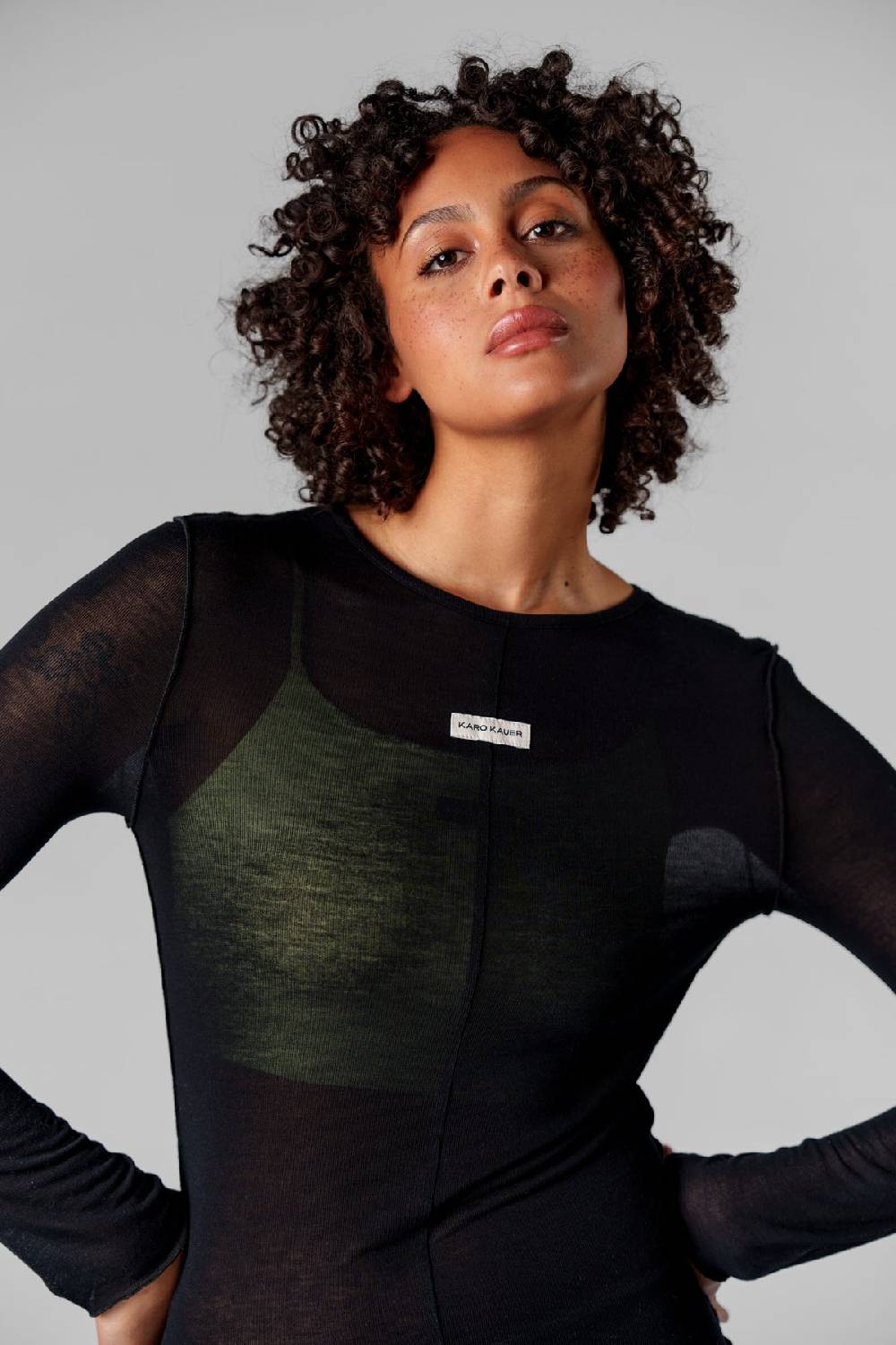 Karo Kauer Mesh Longsleeve Black Günstiger Verkauf