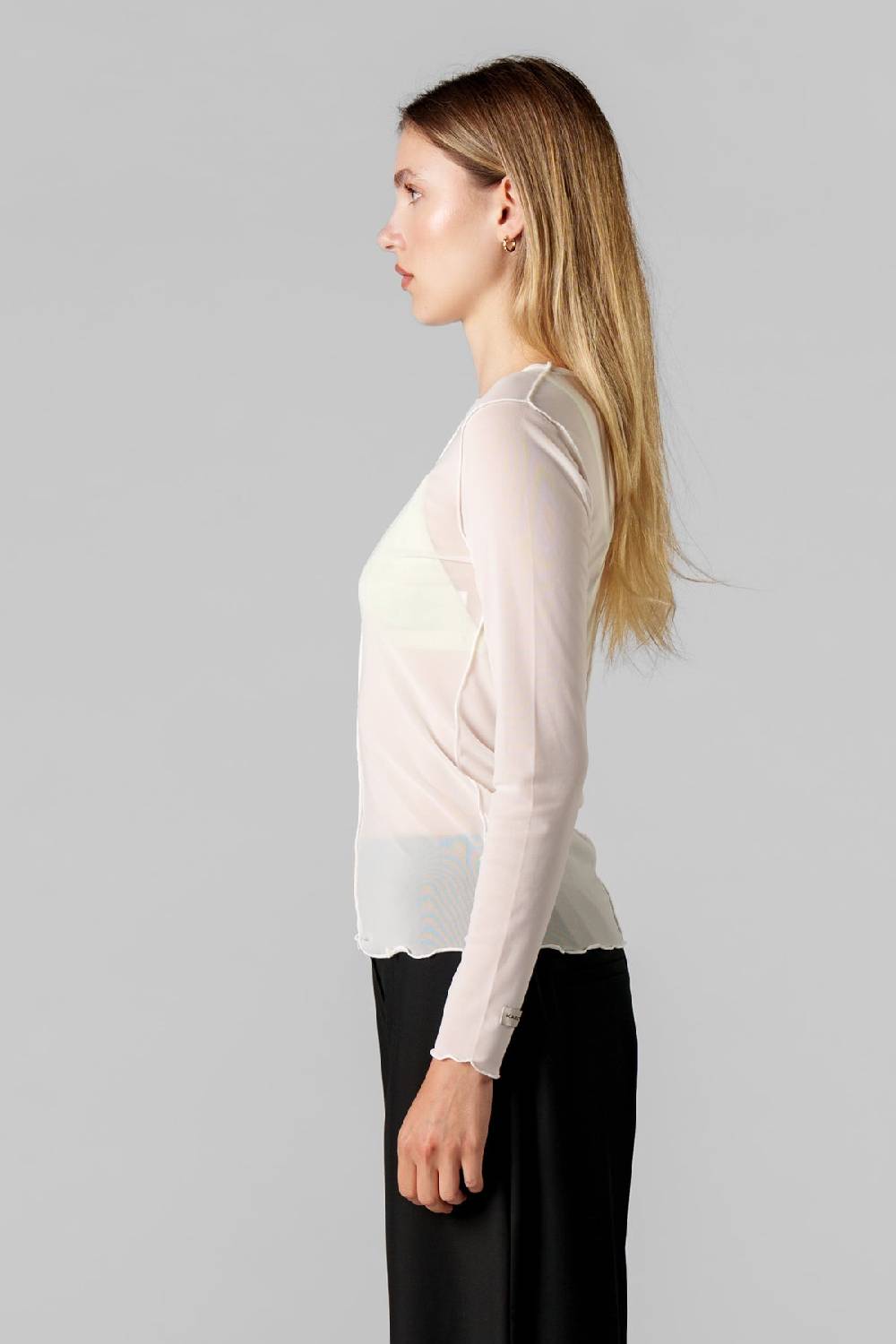 Karo Kauer Mesh Longsleeve Creme Fabrikverkauf