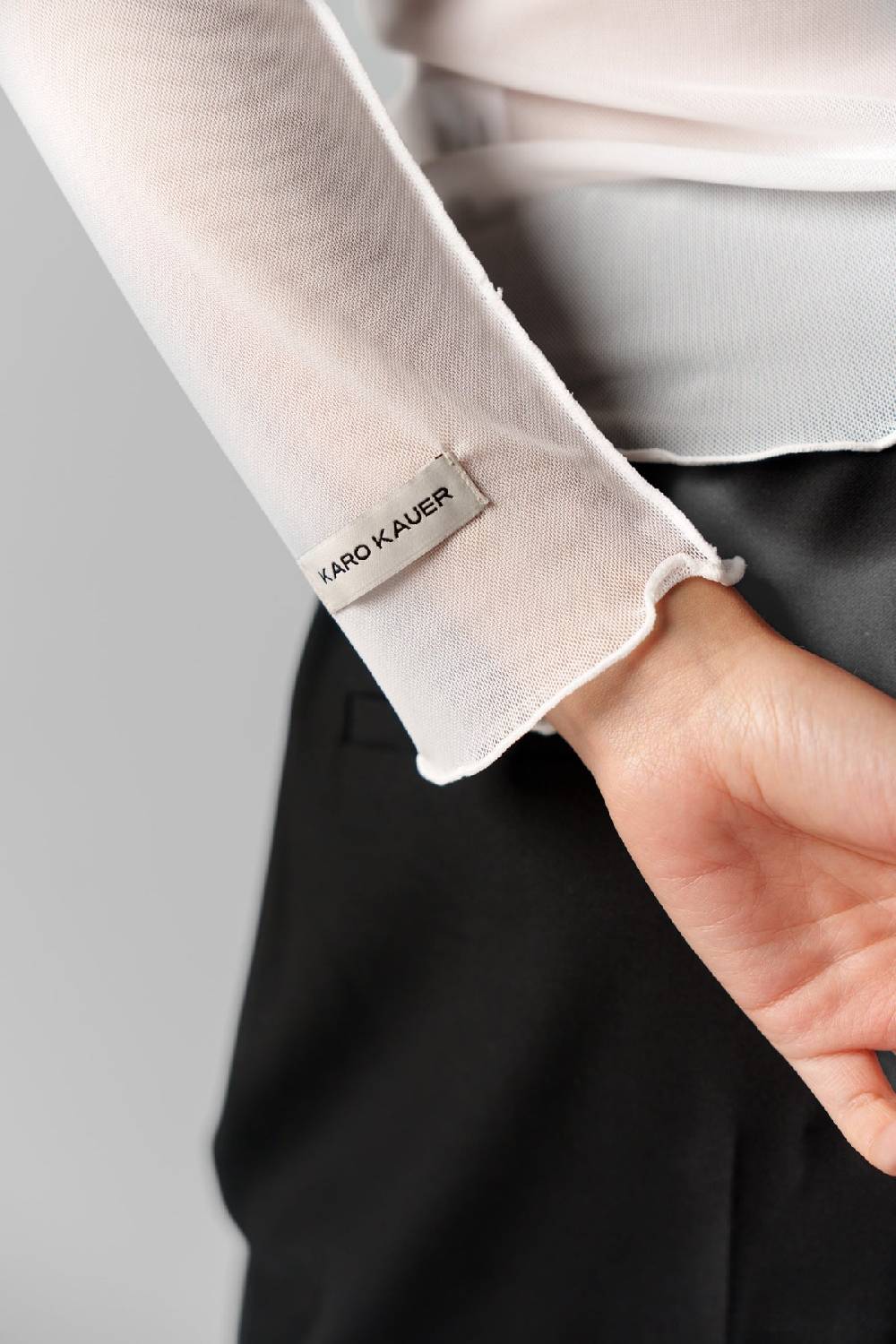Karo Kauer Mesh Longsleeve Creme Fabrikverkauf