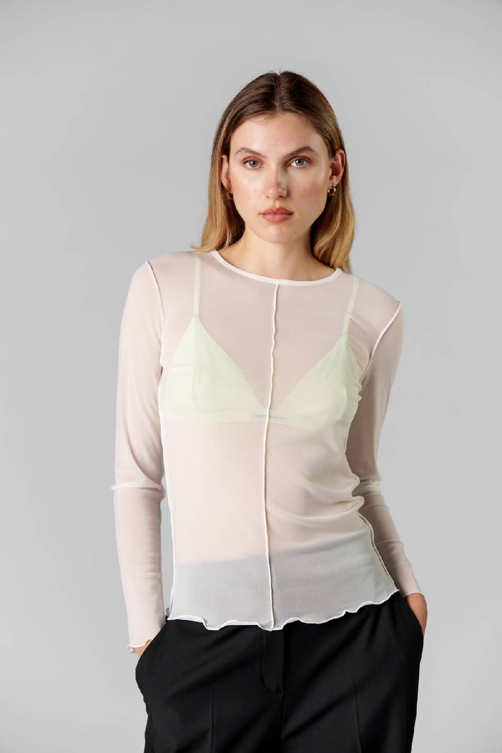 Karo Kauer Mesh Longsleeve Creme Fabrikverkauf