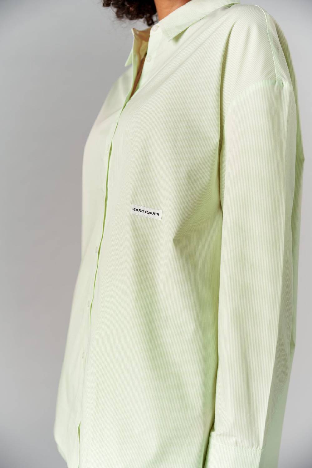 Karo Kauer Woven Blouse Striped Matcha Fabrikpreis