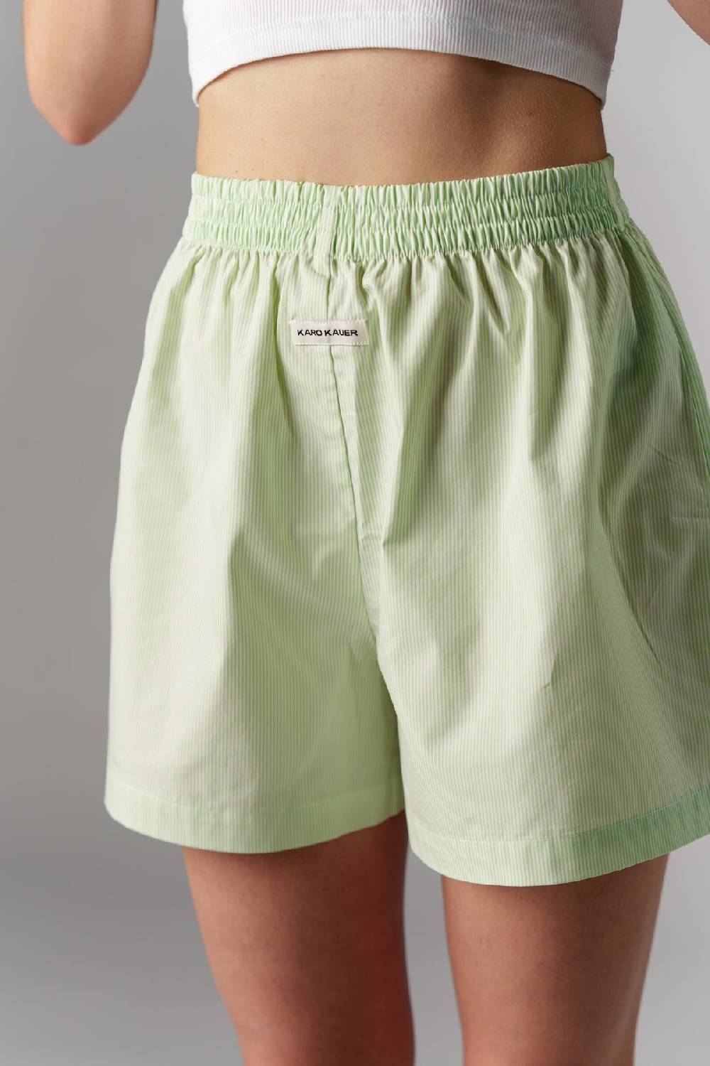 Karo Kauer Woven Shorts Striped Matcha Sonderangebot
