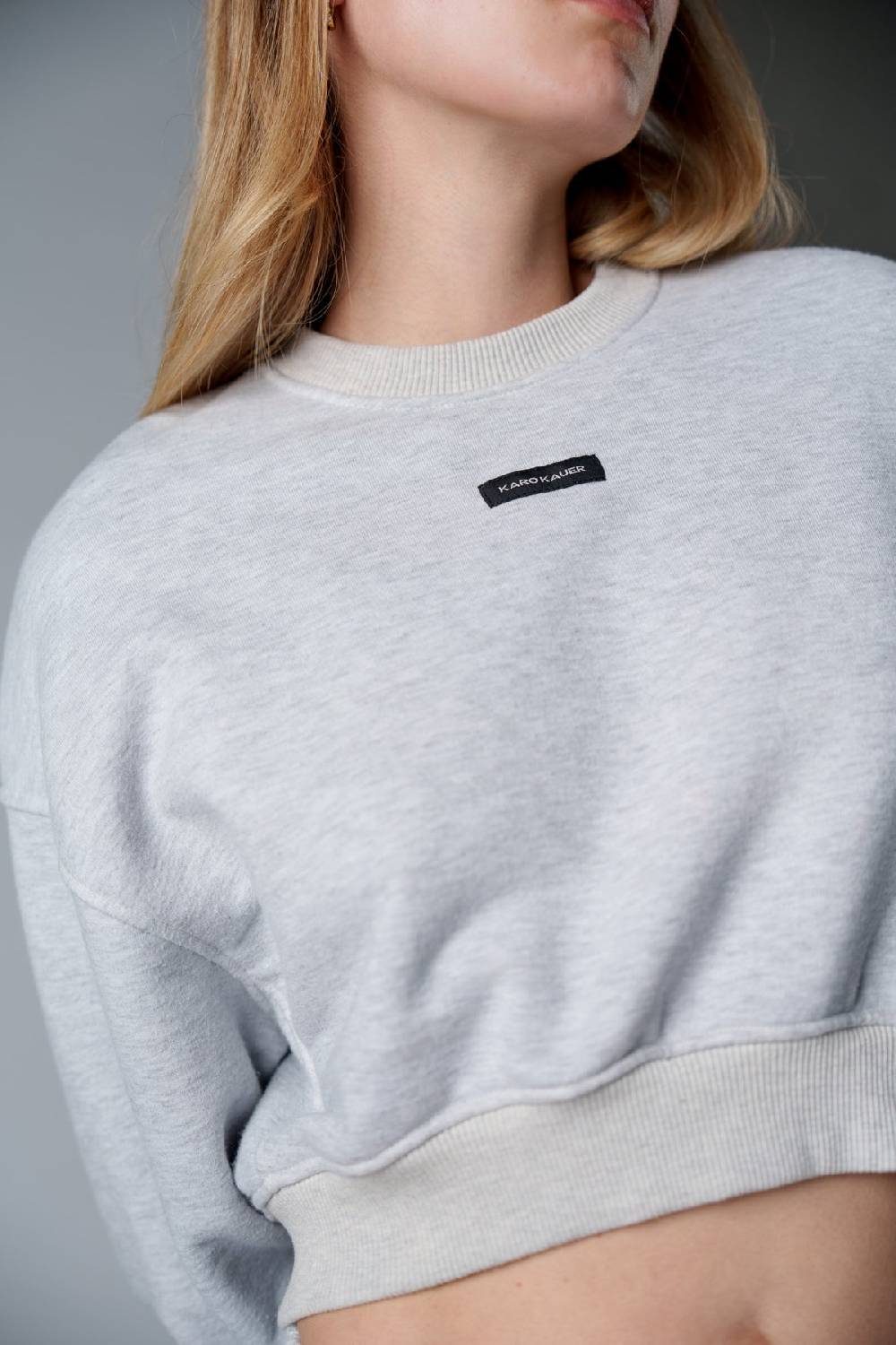 Karo Kauer Cropped Sweater Melange Rabatt