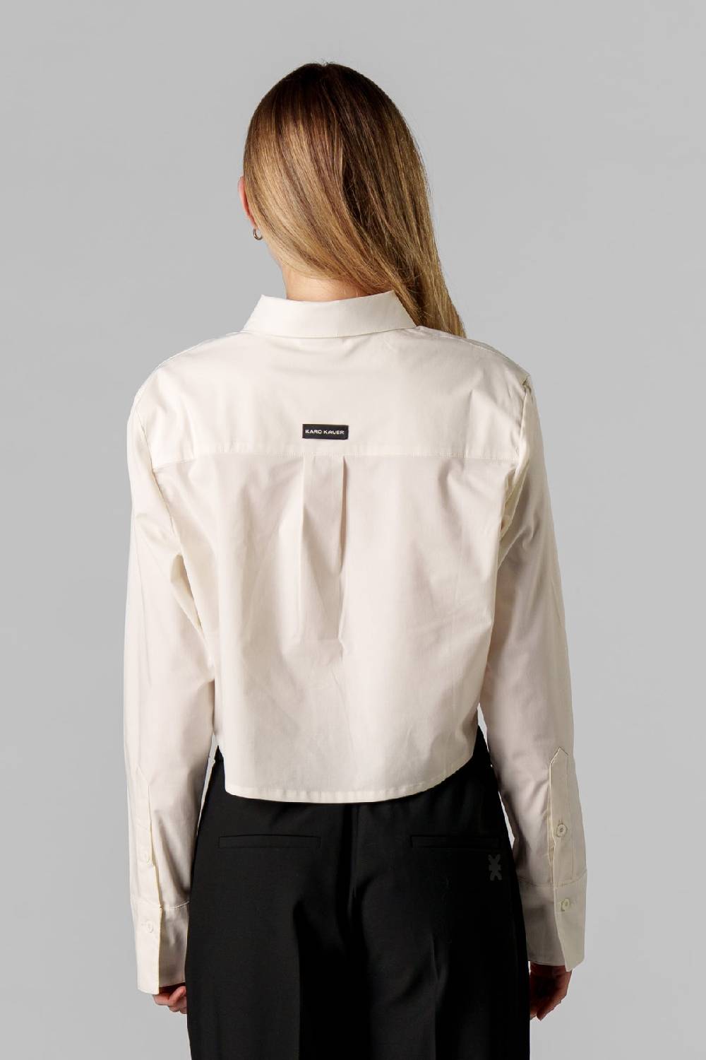 Karo Kauer Woven Blouse Cropped Creme Versandkostenfrei