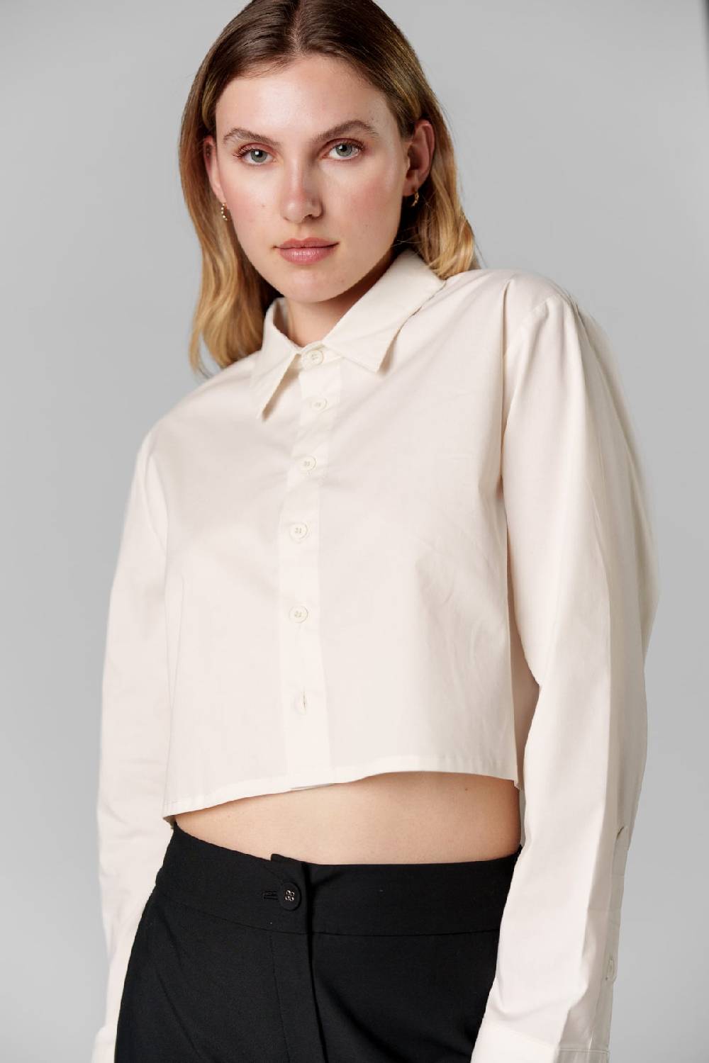 Karo Kauer Woven Blouse Cropped Creme Versandkostenfrei