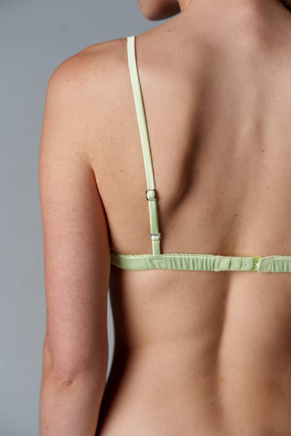 Karo Kauer Satin Bra Matcha Online Shopping