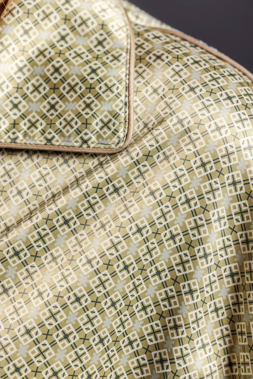 Karo Kauer Retro Shirt Khaki Tiefpreis