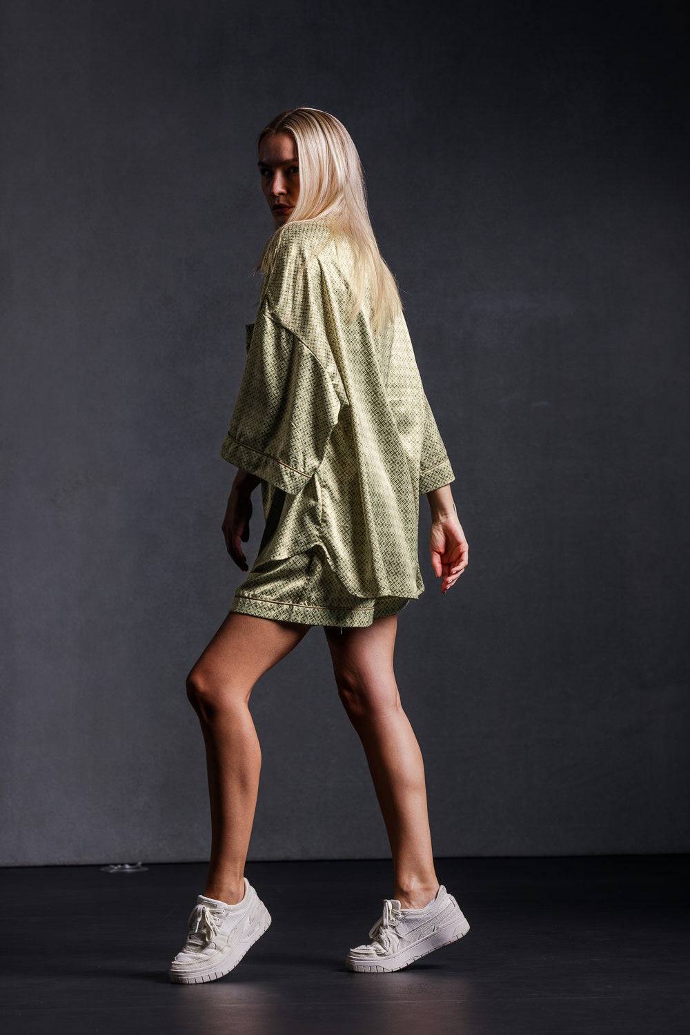 Karo Kauer Retro Shirt Khaki Tiefpreis