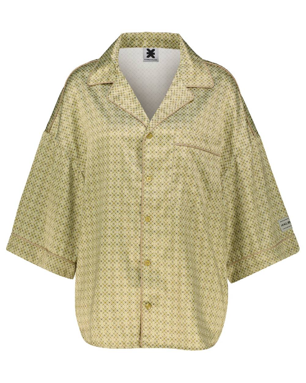 Karo Kauer Retro Shirt Khaki Tiefpreis