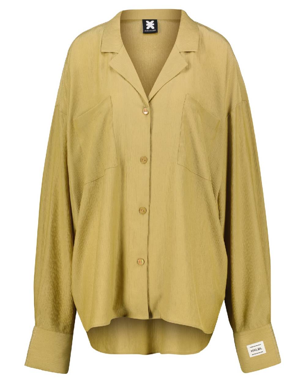 Karo Kauer Woven Blouse Khaki Letzte 3 Tage