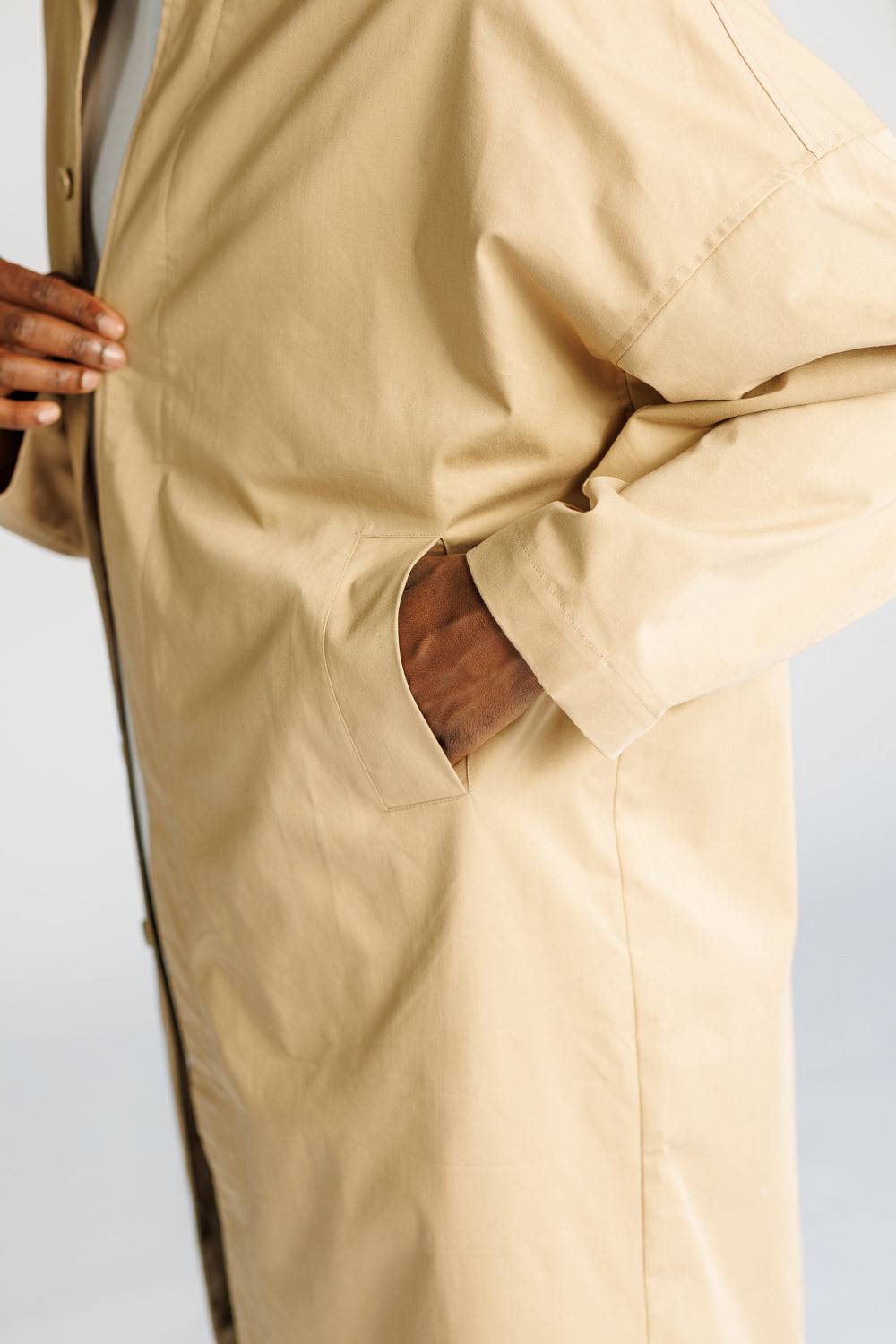 Karo Kauer Trenchcoat Beige Clearance-Verkauf