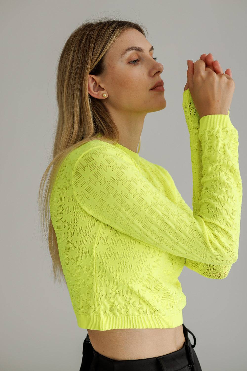Karo Kauer Knit Shirt Cropped Neon Lime Rabatt