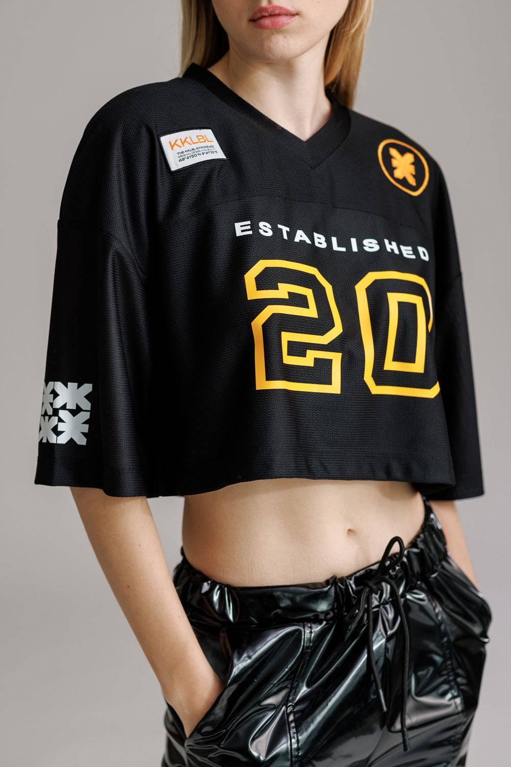 Karo Kauer T-Shirt Cropped Baseball Saisonale Angebote