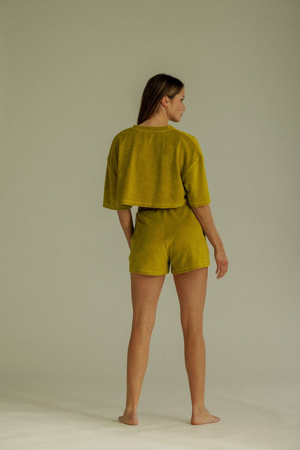 Karo Kauer Frottee T-Shirt Olive Tägliche Deals