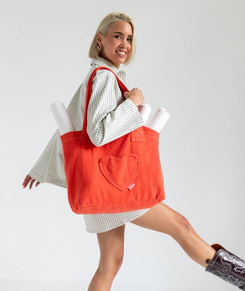 Kauf Dich Glücklich KDG x SARAH HARTMANN Shopper Rot aus Bio-Baumwolle
