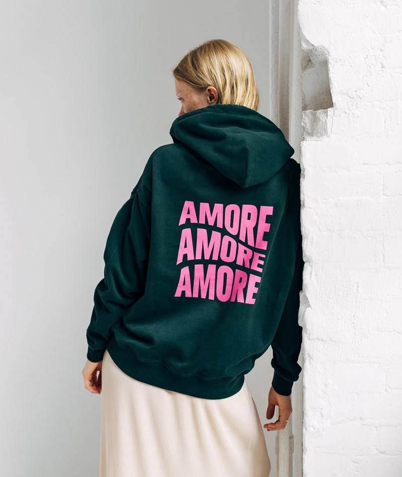 KAUF DICH GLüCKLICH Sweater Amore Grün aus Bio-Baumwolle Heißer Verkauf