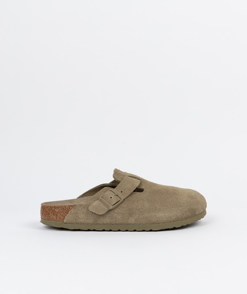 Kauf Dich Glücklich BIRKENSTOCK Boston Suede Schlappen Weichbettung (Gr. 43-46) Grün