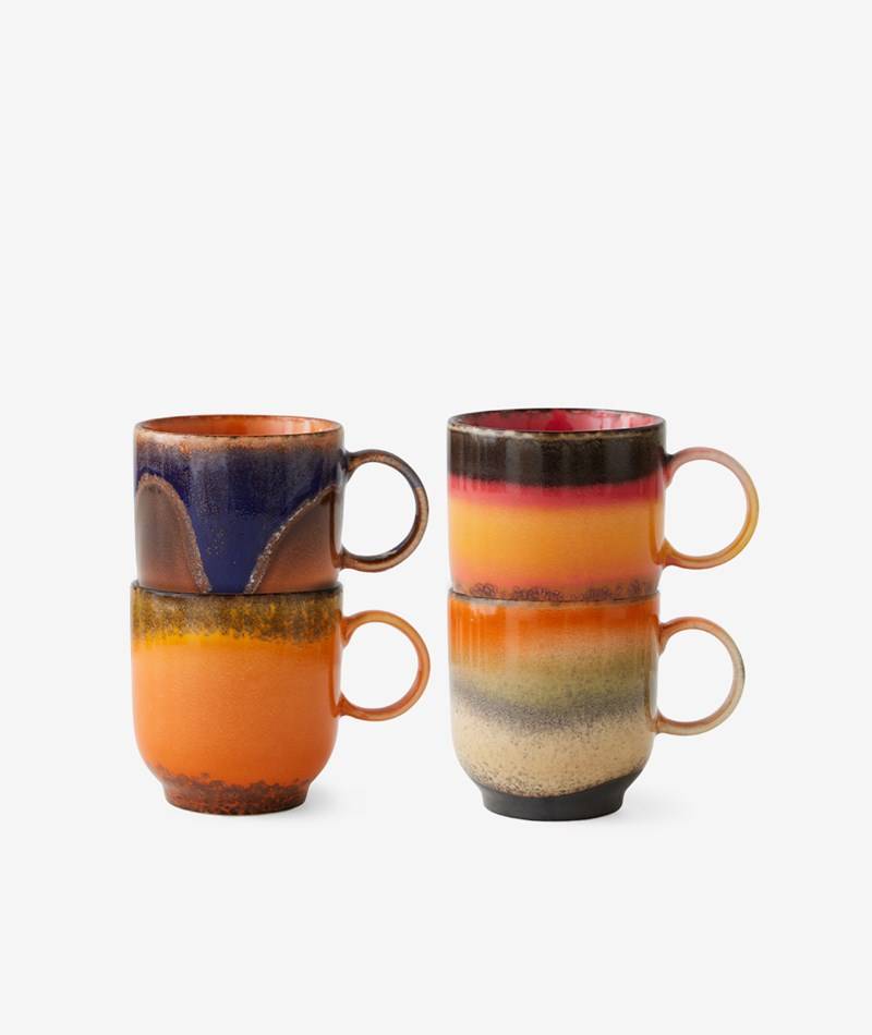 Kauf Dich Glücklich HKLIVING 70s Kaffee Tassen 4er-Set mehrfarbig