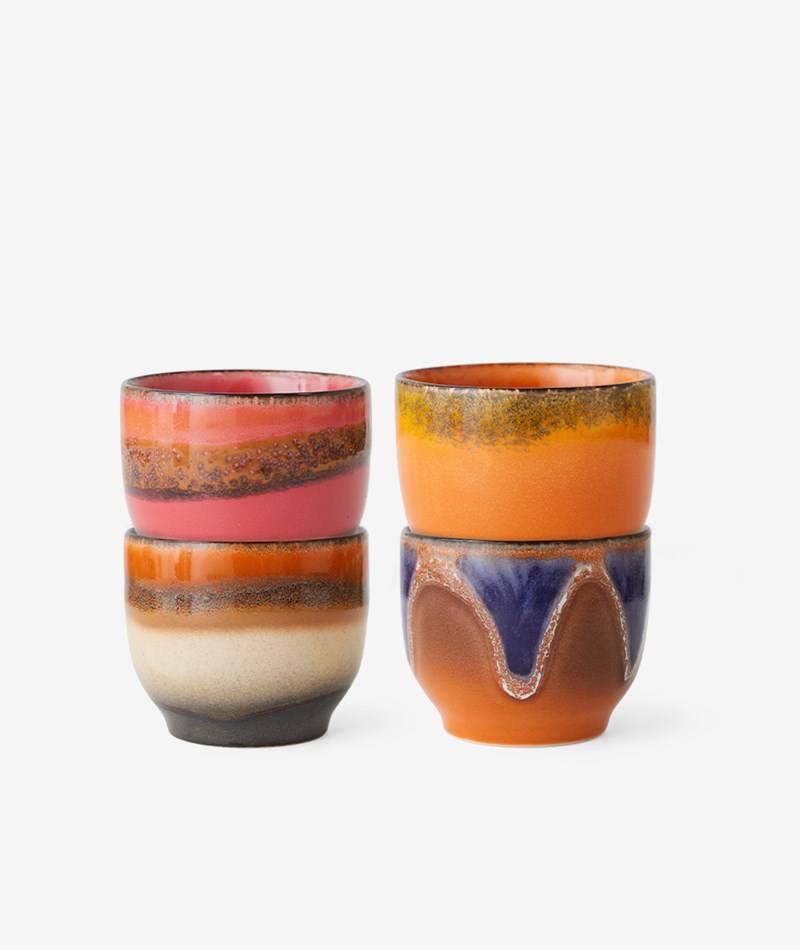 Kauf Dich Glücklich HKLIVING 70S Kaffee Becher 4er-Set Java mehrfarbig Im Verkauf