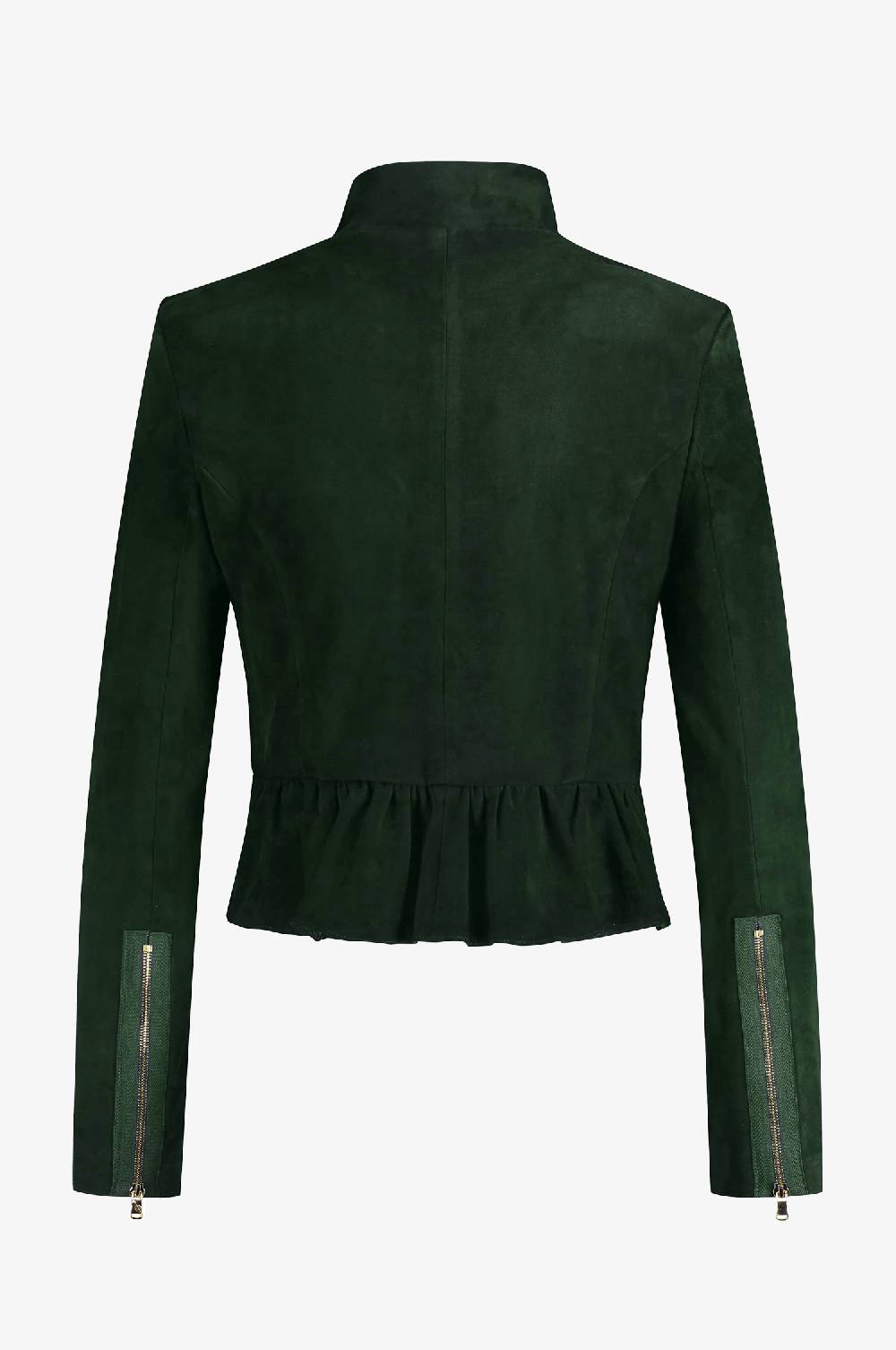 Kinga Mathe Lederjacke Sybille mit Schößchen in Tanne Sonderangebot der Fabrik