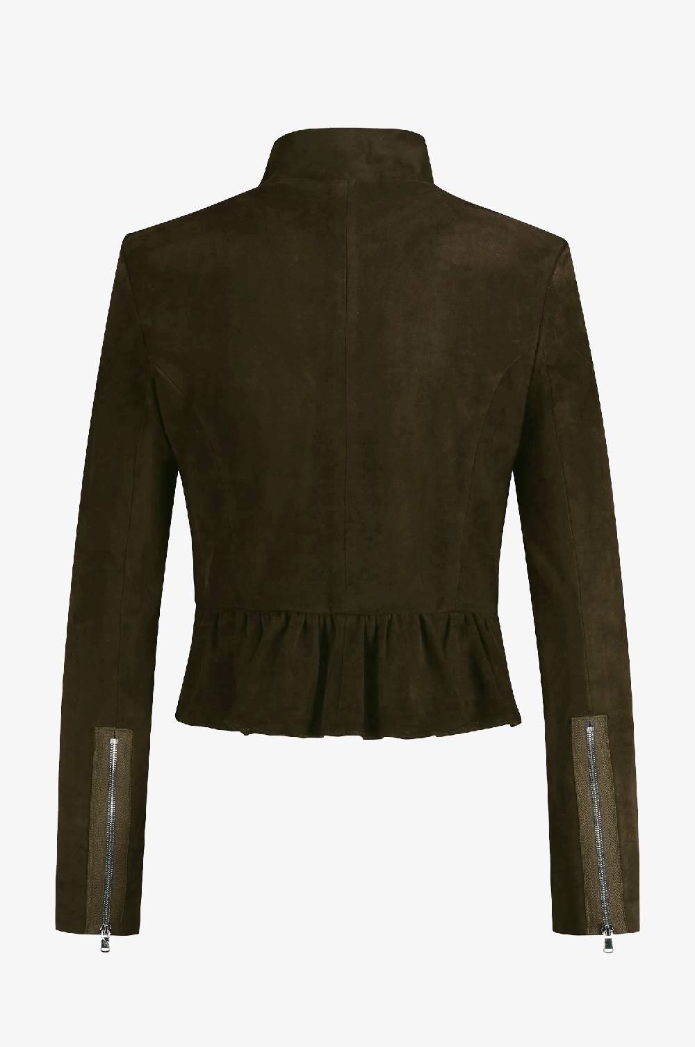 Kinga Mathe Lederjacke Sybille mit Schößchen in Moos Bis zu 55% Rabatt