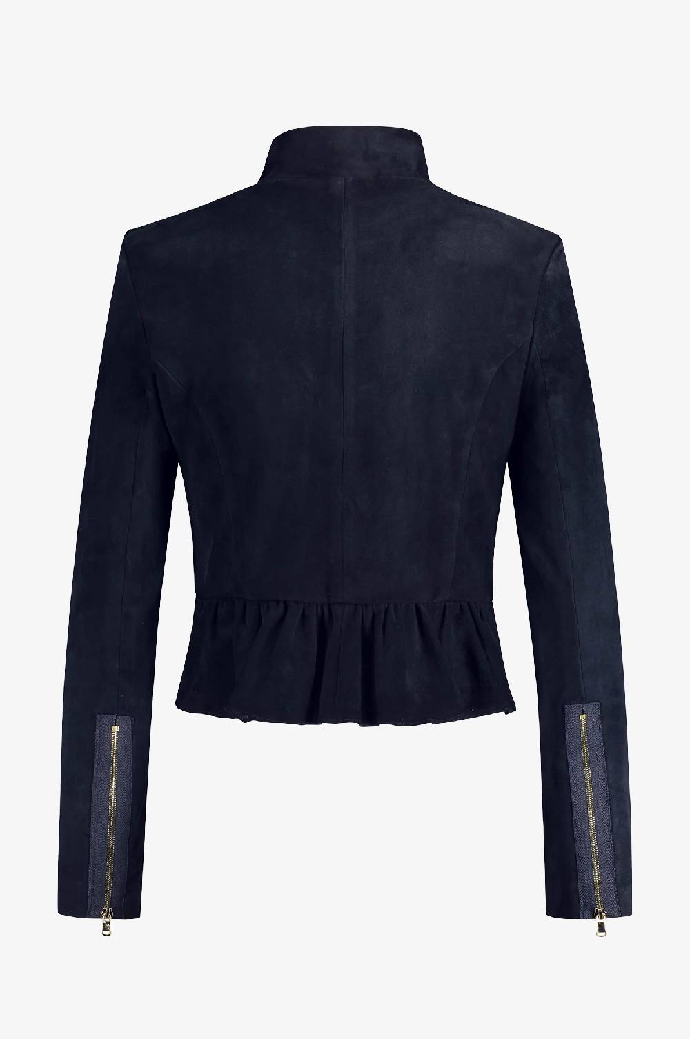 Kinga Mathe Lederjacke Sybille mit Schößchen in Marine 50% Rabatt mit kostenlosem Versand