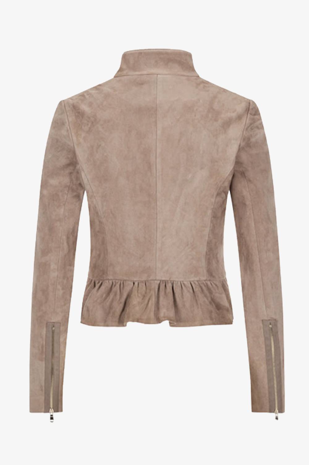 Kinga Mathe Lederjacke Sybille mit Schößchen in Rosenholz Speichern exportieren