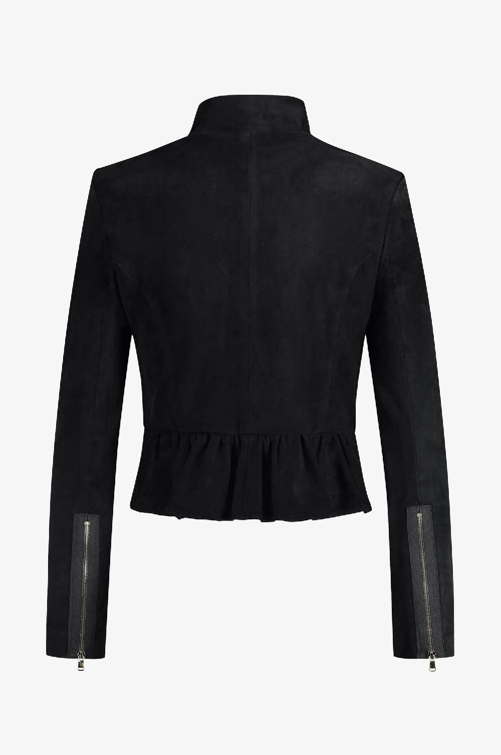 Kinga Mathe Lederjacke Sybille mit Schößchen in Schwarz Black Friday Preise