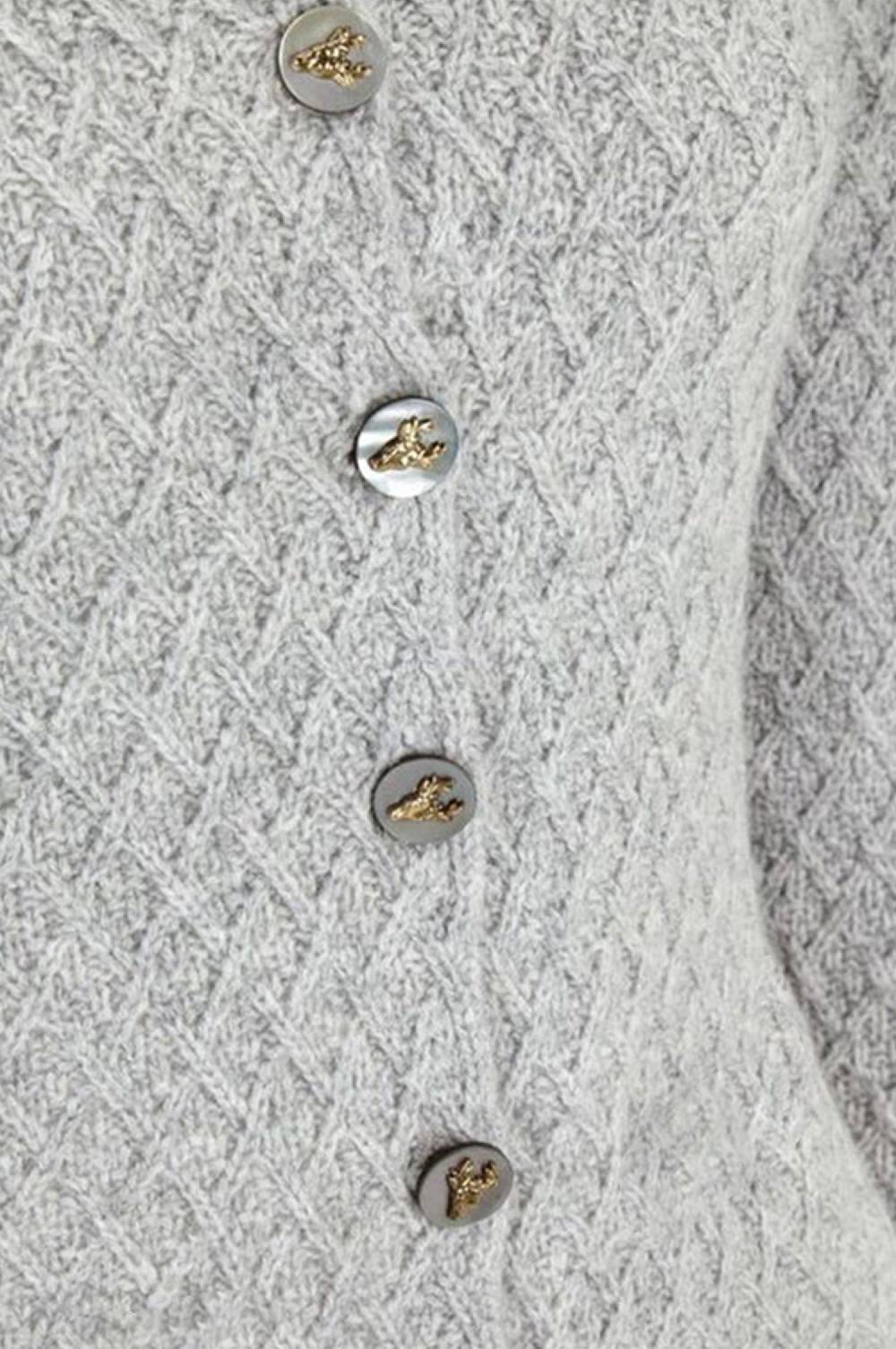Kinga Mathe Cashmere Strickjacke Flora in Grau Im Verkauf