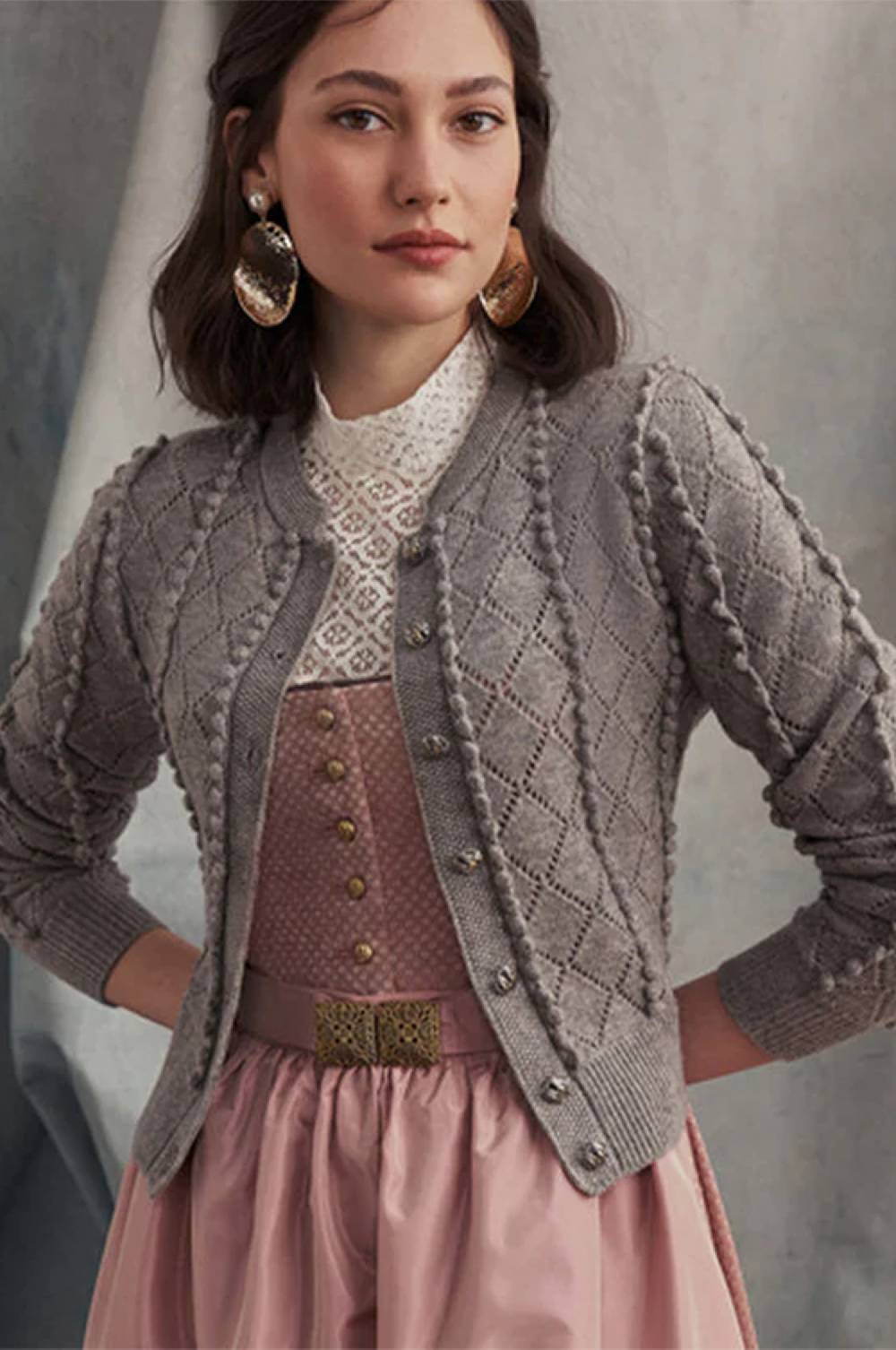Kinga Mathe Cashmere Strickjacke Amalia in Grau VIP-Rabatte