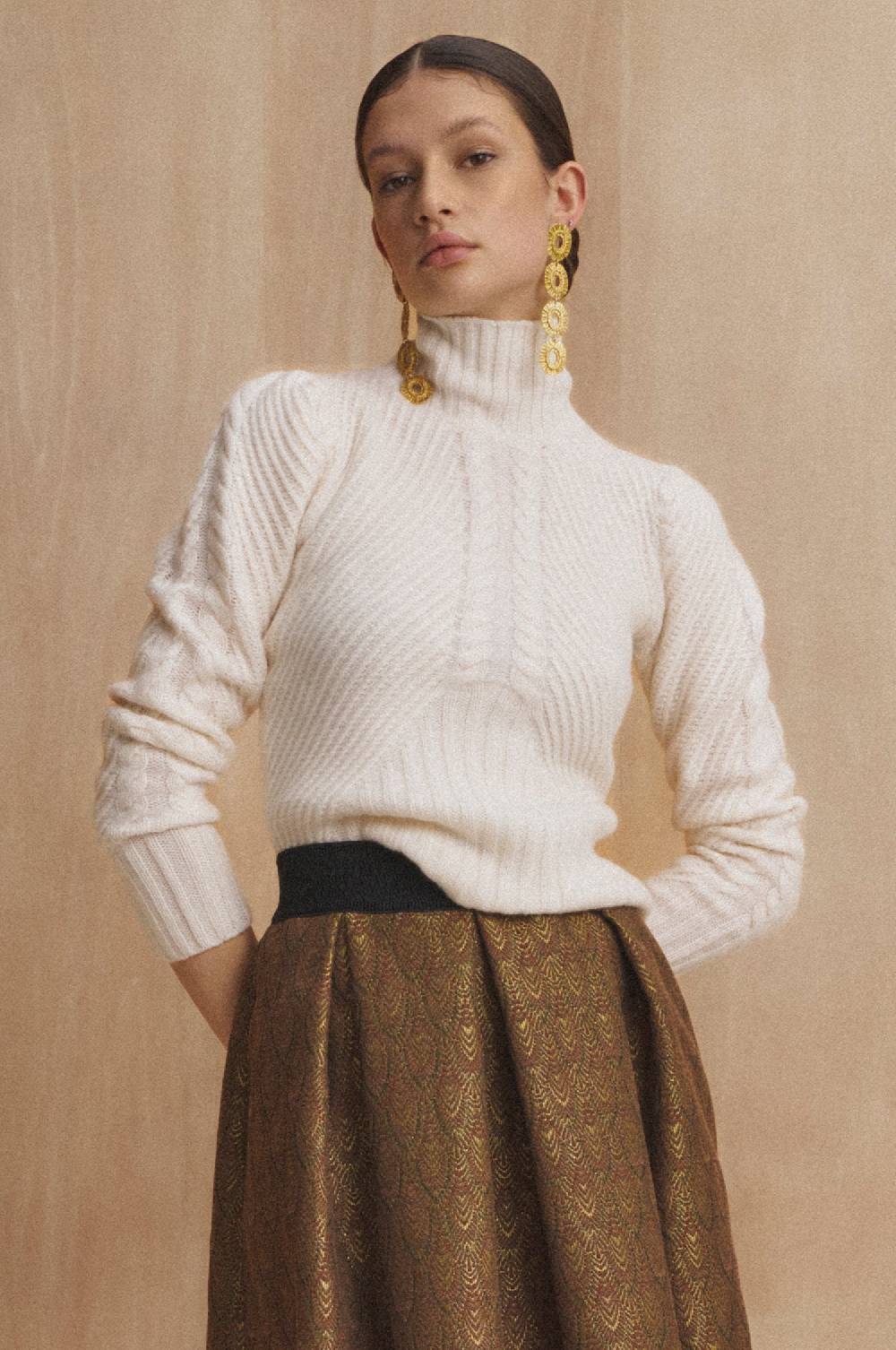 Kinga Mathe Cashmere Pullover Clara in Ivory Kostenlose Rückgabe