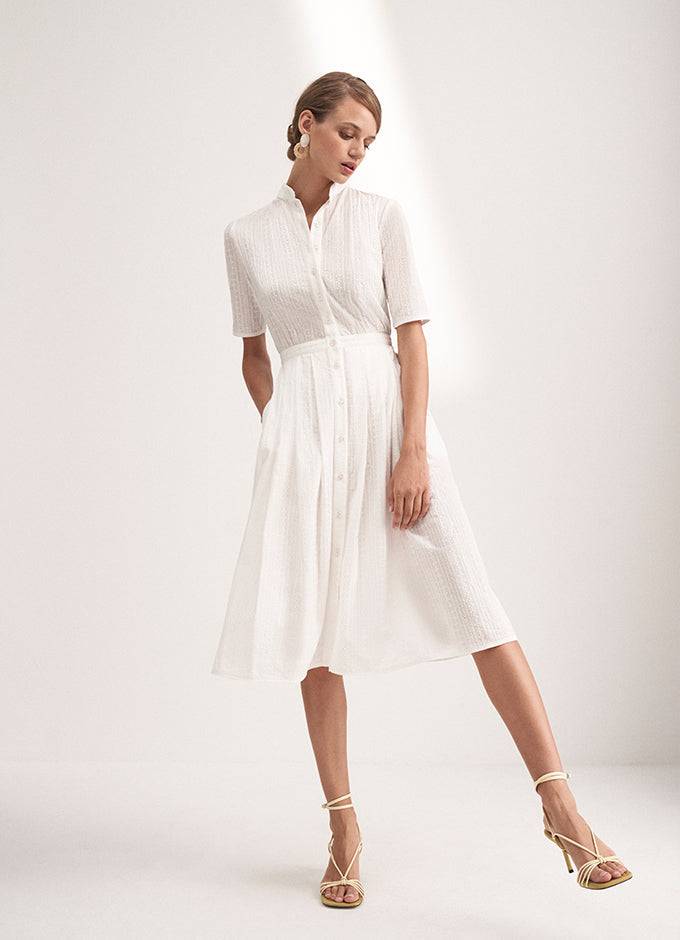 Kinga Mathe Baumwoll-Kleid Inas in Ivory zollfrei