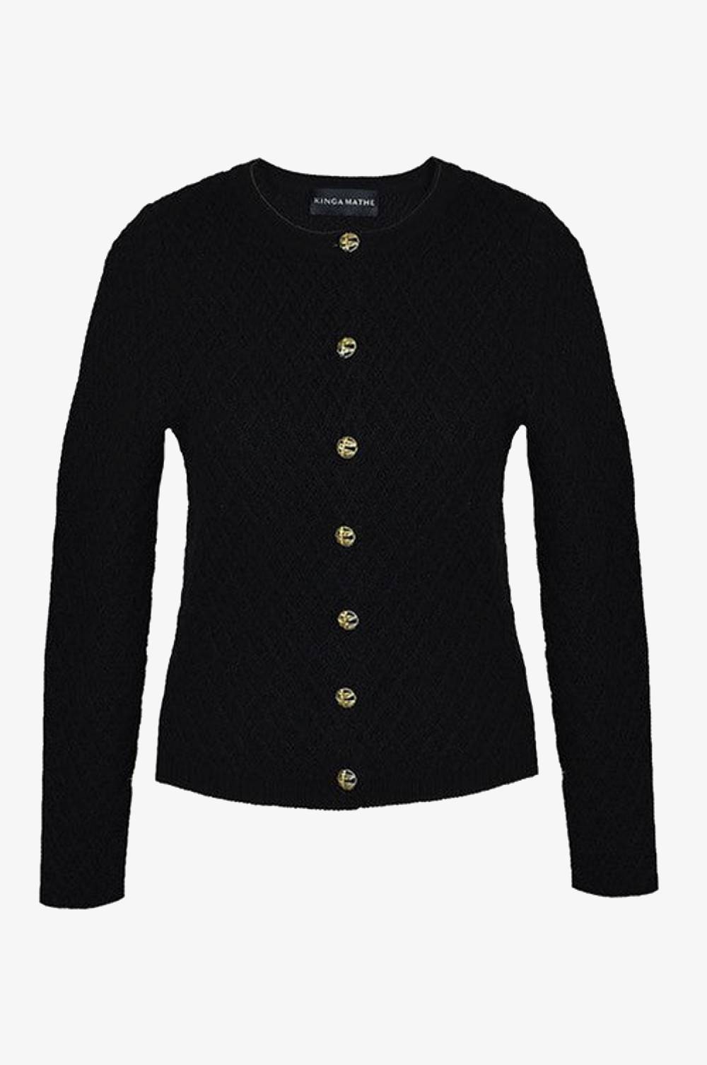 Kinga Mathe Cashmere Strickjacke Flora in Schwarz Valentinstagsangebot