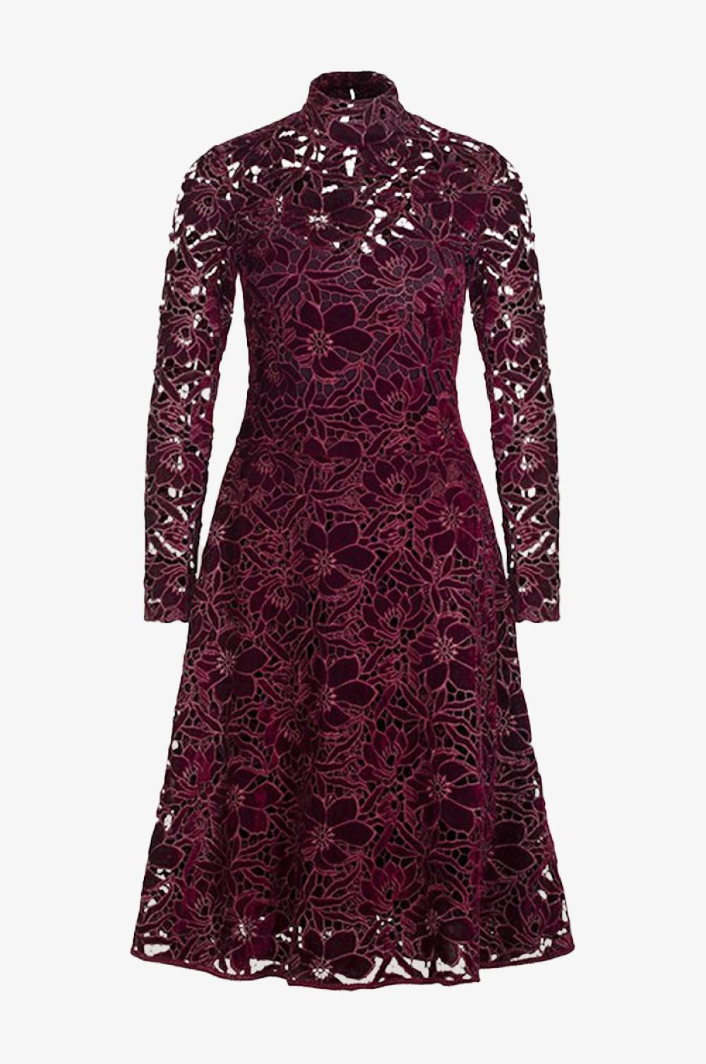 Kinga Mathe Samt Kleid Evelyn in Bordeaux Blitzangebot