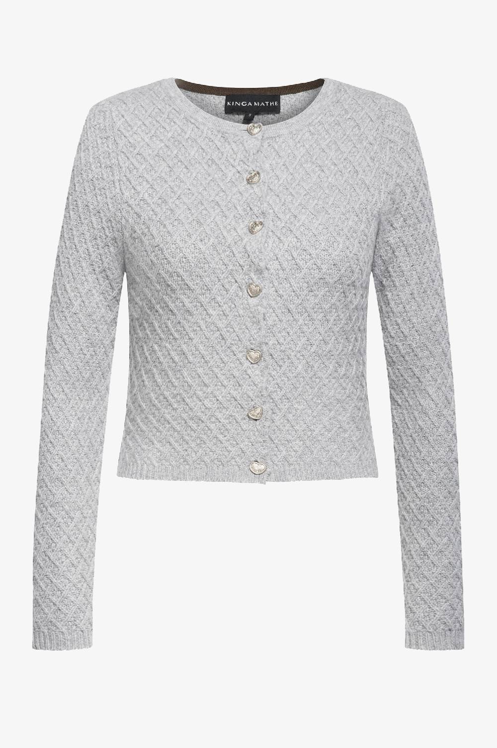 Kinga Mathe Cashmere Strickjacke Flora in Grau Tiefpreis