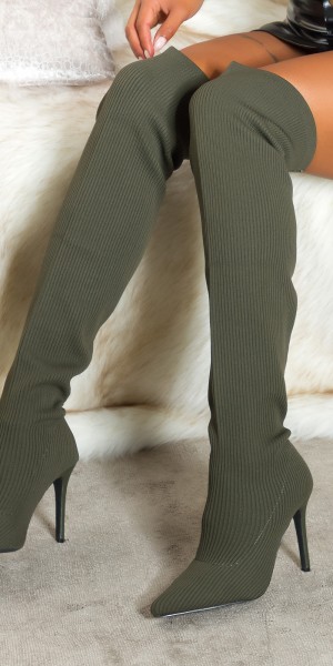 Koucla Sexy Musthave Overknee Stiefel gerippt Discount Store für neue Produkte