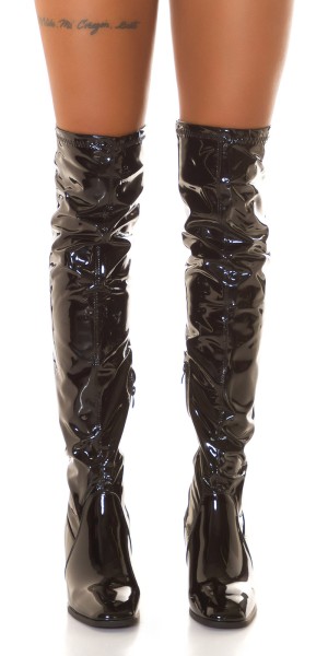 Koucla Sexy Latexlook Blockabsatz Overknees Speichern exportieren