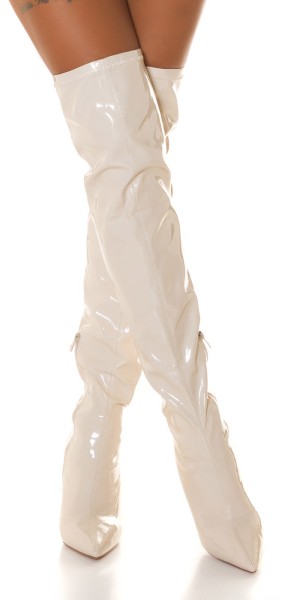 Koucla Soo Sexy! Latexlook Highheel Overknees Black Friday Preise