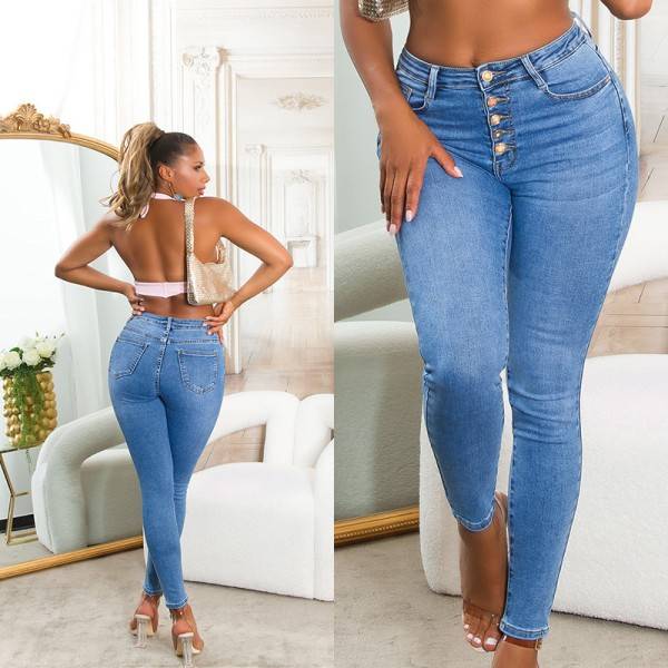Koucla Sexy Highwaist Skinny Jeans mit Knopf-Details Verkauf