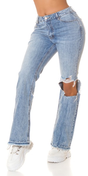 Koucla Sexy Bootcut Highwaist Jeans mit Cut-outs Weihnachtsangebot