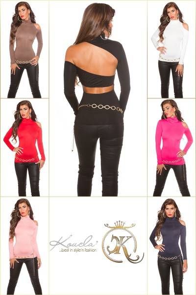 Koucla Sexy KouCla oneshoulder Rollishirt mit Sexy Back Vatertagsangebot