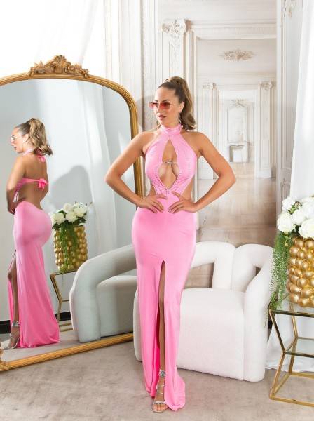 Koucla Sexy Neckkleid rückenfrei mit Strass Sonderangebot