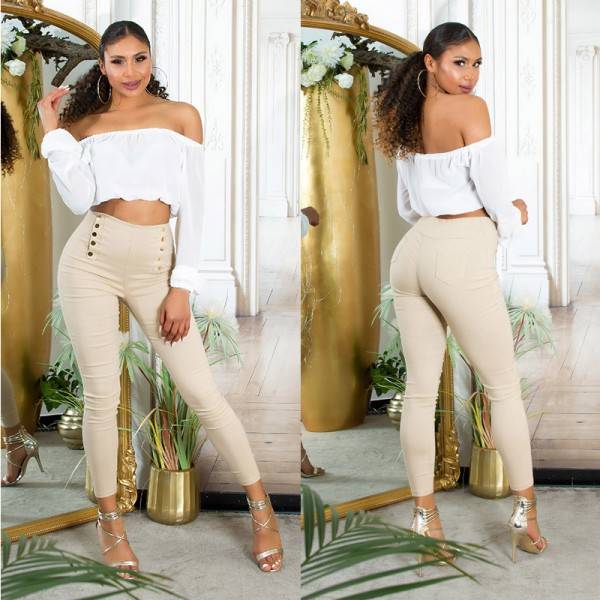 Koucla Sexy Highwaist Hose mit Deko Knöpfen Exklusivangebot