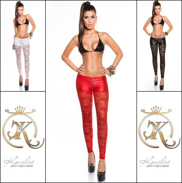 Koucla Sexy KouCla Spitzenleggings mit Reißverschluss Cyber Monday
