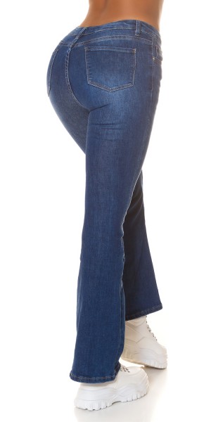 Koucla Sexy Highwaist Wide Leg Jeans im Used Look Große Rabatte
