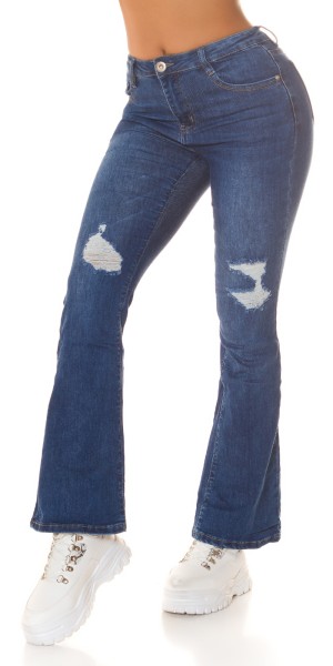 Koucla Sexy Highwaist Wide Leg Jeans im Used Look Große Rabatte