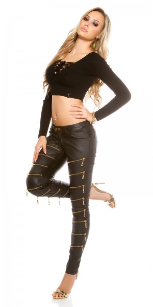 Koucla Sexy KouCla Lederlook Hose mit Deko Zips Neuheiten